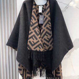 Fendi FF Reversible Cashmere Cape Shawl